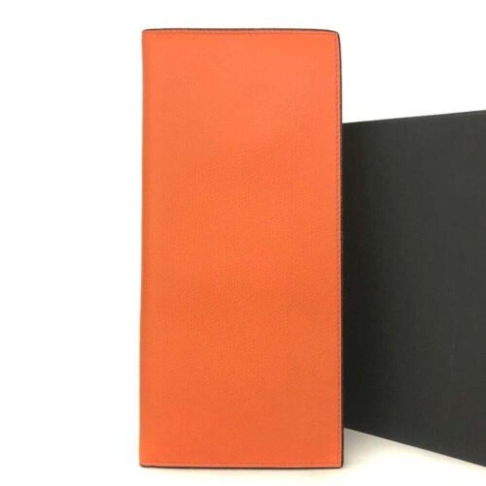 Valextra Leather Long Bifold Wallet Orange/4BC0038